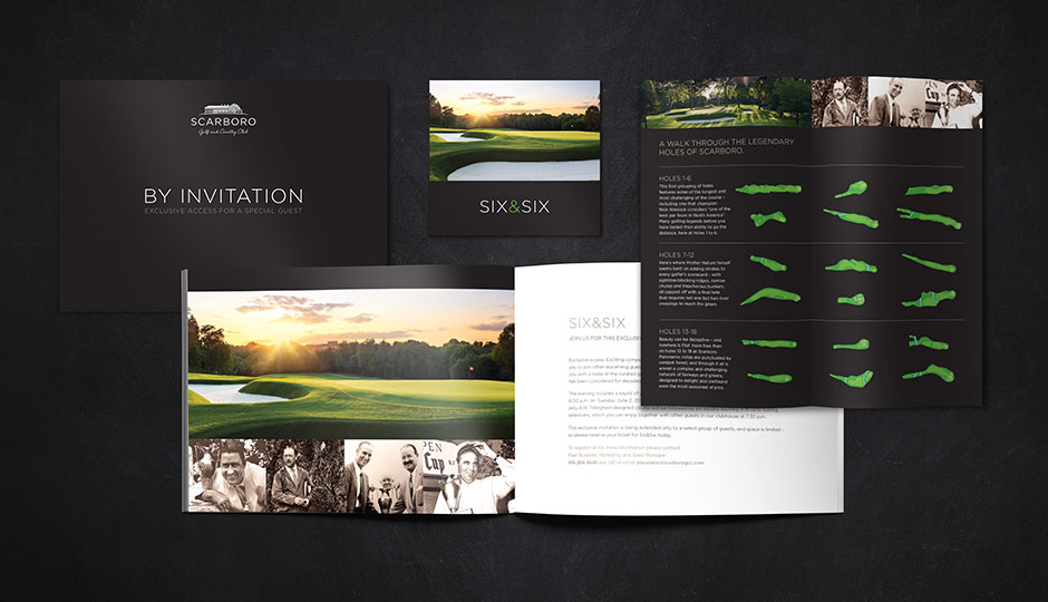 Alan Weaving, CreativeElements.ca, Scarboro Golf and Country Club, SGCC, brand, identity, logo, Six & Six invitation and brochure
